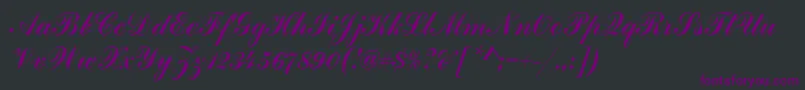 Czcionka HandscriptSf – fioletowe czcionki na czarnym tle