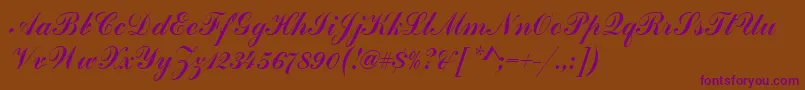 Czcionka HandscriptSf – fioletowe czcionki na brązowym tle