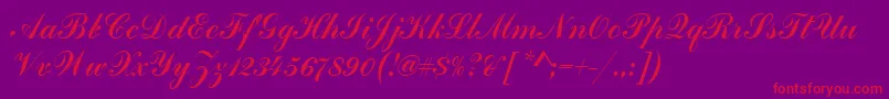 HandscriptSf-fontti – punaiset fontit violetilla taustalla