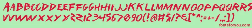 フォントIWantMyTtr – 赤い文字の緑の背景