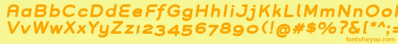 フォントGroverBoldItalic – オレンジの文字が黄色の背景にあります。