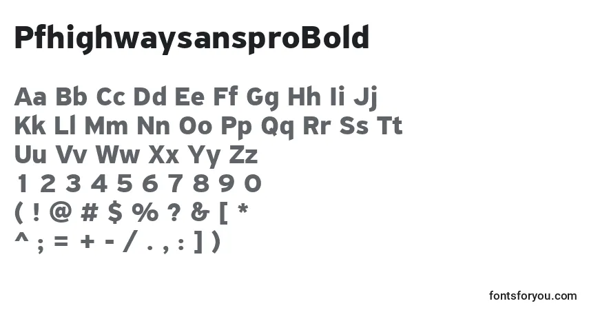 Fuente PfhighwaysansproBold - alfabeto, números, caracteres especiales