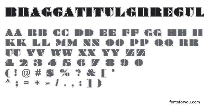 Schriftart BraggatitulgrRegular – Alphabet, Zahlen, spezielle Symbole