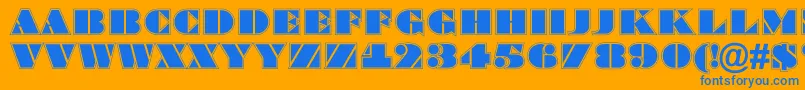 BraggatitulgrRegular-Schriftart – Blaue Schriften auf orangefarbenem Hintergrund