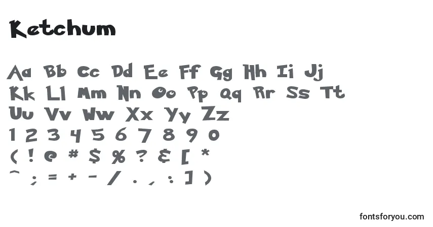 Fuente Ketchum - alfabeto, números, caracteres especiales