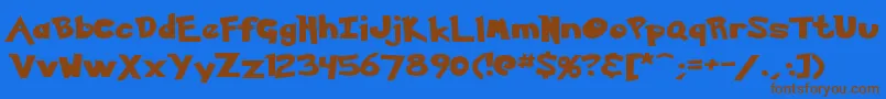 Ketchum-Schriftart – Braune Schriften auf blauem Hintergrund