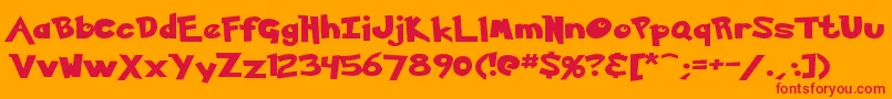 Ketchum-Schriftart – Rote Schriften auf orangefarbenem Hintergrund