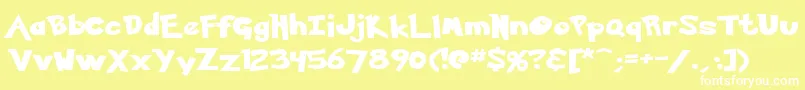 Ketchum-Schriftart – Weiße Schriften auf gelbem Hintergrund