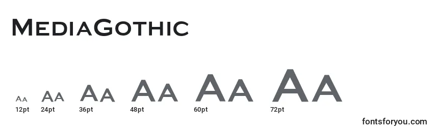 MediaGothic Font Sizes
