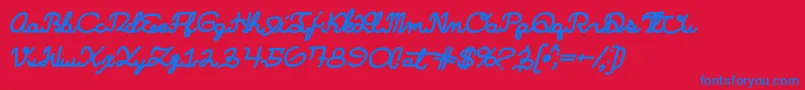 Czcionka Learningmachineitalic – niebieskie czcionki na czerwonym tle