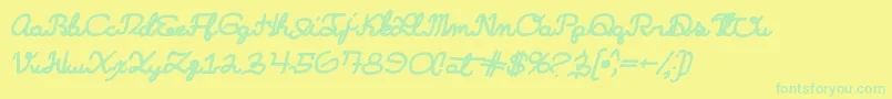 Learningmachineitalic-fontti – vihreät fontit keltaisella taustalla