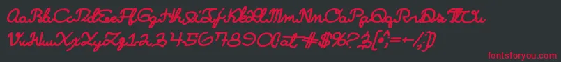 フォントLearningmachineitalic – 黒い背景に赤い文字