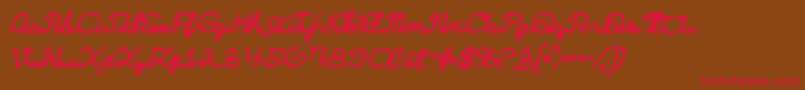 Czcionka Learningmachineitalic – czerwone czcionki na brązowym tle
