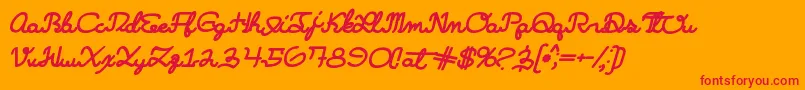 Czcionka Learningmachineitalic – czerwone czcionki na pomarańczowym tle