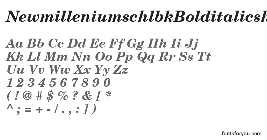 Schriftart NewmilleniumschlbkBolditalicsh – Alphabet, Zahlen, spezielle Symbole
