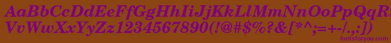 NewmilleniumschlbkBolditalicsh Font – Purple Fonts on Brown Background