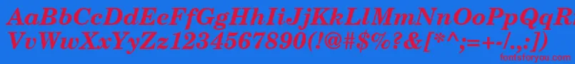 NewmilleniumschlbkBolditalicsh Font – Red Fonts on Blue Background