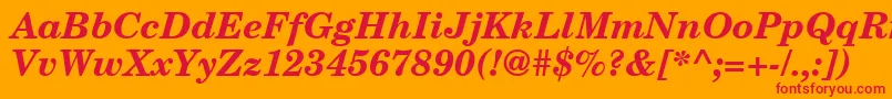 フォントNewmilleniumschlbkBolditalicsh – オレンジの背景に赤い文字