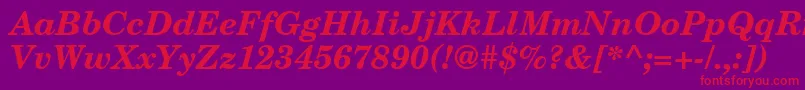 NewmilleniumschlbkBolditalicsh-fontti – punaiset fontit violetilla taustalla