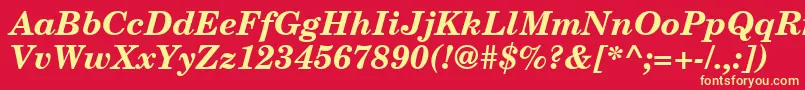 NewmilleniumschlbkBolditalicsh Font – Yellow Fonts on Red Background
