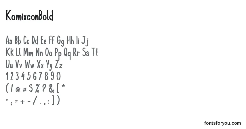A fonte KomixconBold – alfabeto, números, caracteres especiais