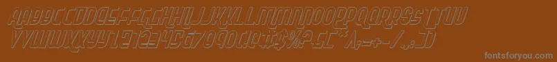 RokikierShadowItalic-fontti – harmaat kirjasimet ruskealla taustalla