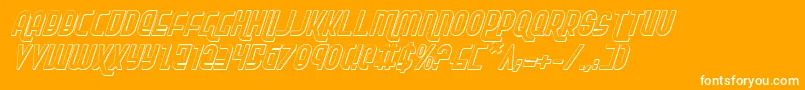 RokikierShadowItalic-Schriftart – Weiße Schriften auf orangefarbenem Hintergrund