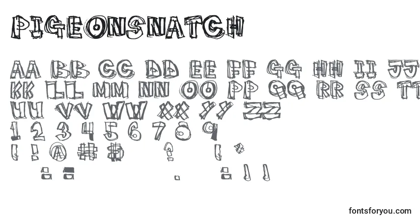 PigeonSnatch-fontti – aakkoset, numerot, erikoismerkit
