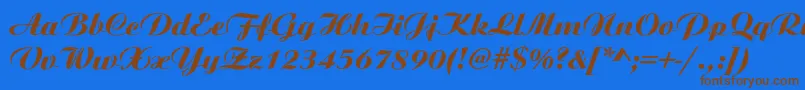 フォントOscar – 茶色の文字が青い背景にあります。