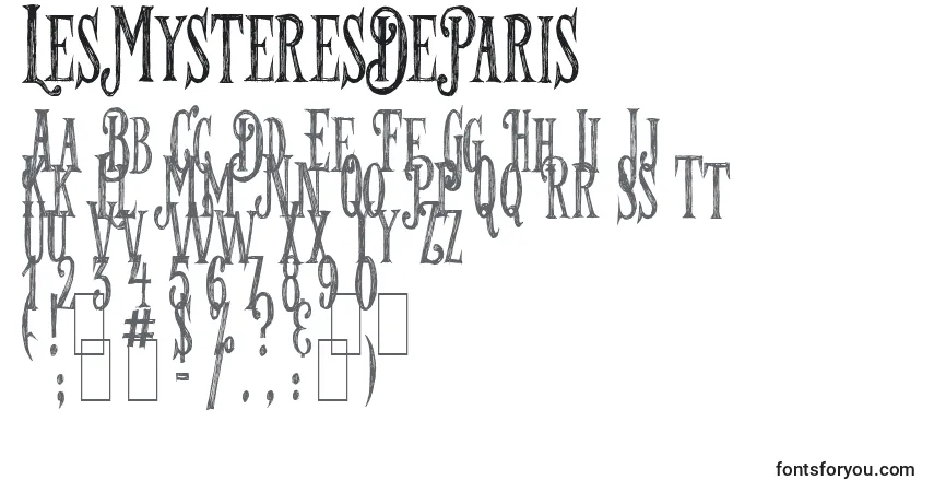 Schriftart LesMysteresDeParis – Alphabet, Zahlen, spezielle Symbole