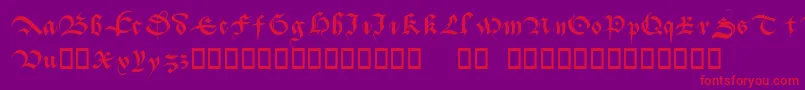 Batarde-Schriftart – Rote Schriften auf violettem Hintergrund