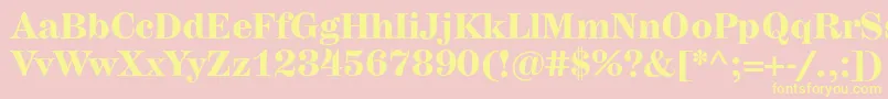 HerculesmediumBold-Schriftart – Gelbe Schriften auf rosa Hintergrund