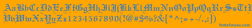 Oldtext Font – Blue Fonts on Orange Background