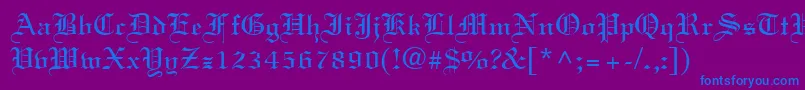 フォントOldtext – 紫色の背景に青い文字