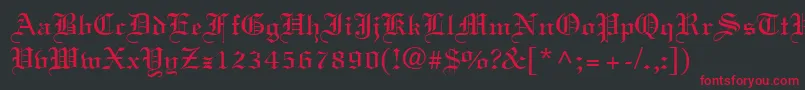 フォントOldtext – 黒い背景に赤い文字