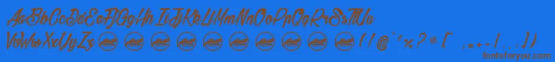 BethanieSnakePersonaluseonly Font – Brown Fonts on Blue Background