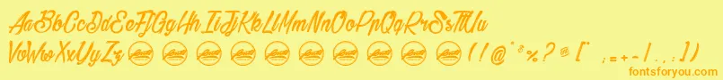 BethanieSnakePersonaluseonly Font – Orange Fonts on Yellow Background