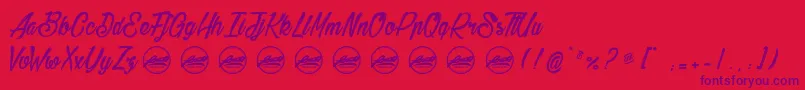 BethanieSnakePersonaluseonly Font – Purple Fonts on Red Background