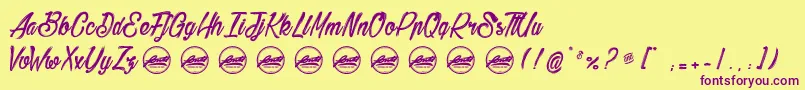 BethanieSnakePersonaluseonly Font – Purple Fonts on Yellow Background