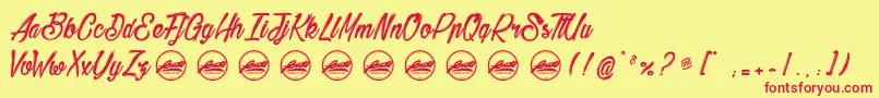 BethanieSnakePersonaluseonly Font – Red Fonts on Yellow Background