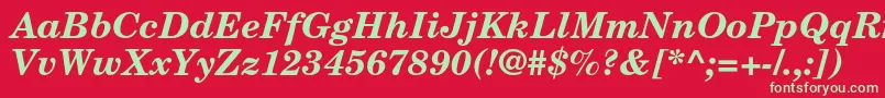 NewcenturyschlbkltstdBdit Font – Green Fonts on Red Background