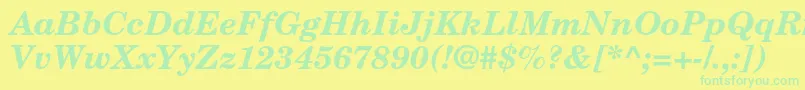 NewcenturyschlbkltstdBdit Font – Green Fonts on Yellow Background