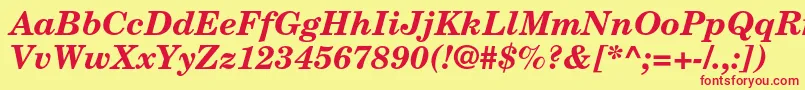 フォントNewcenturyschlbkltstdBdit – 赤い文字の黄色い背景