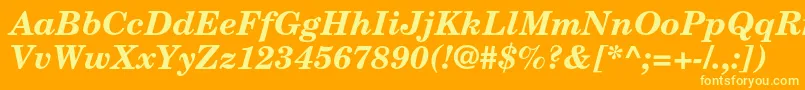 NewcenturyschlbkltstdBdit Font – Yellow Fonts on Orange Background
