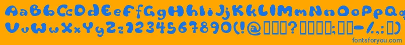 Flat-Schriftart – Blaue Schriften auf orangefarbenem Hintergrund