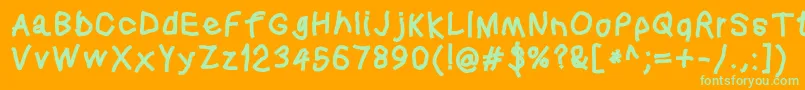 Squaredhand Font – Green Fonts on Orange Background