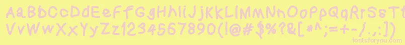 Squaredhand Font – Pink Fonts on Yellow Background