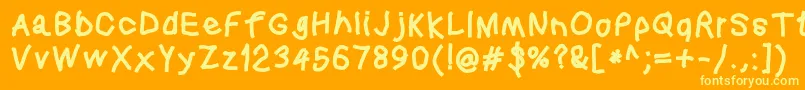 Squaredhand Font – Yellow Fonts on Orange Background