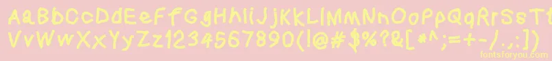 Squaredhand Font – Yellow Fonts on Pink Background