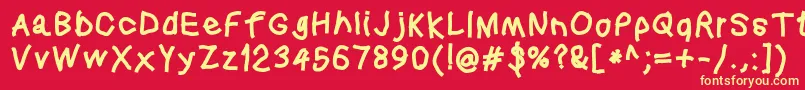 Squaredhand Font – Yellow Fonts on Red Background